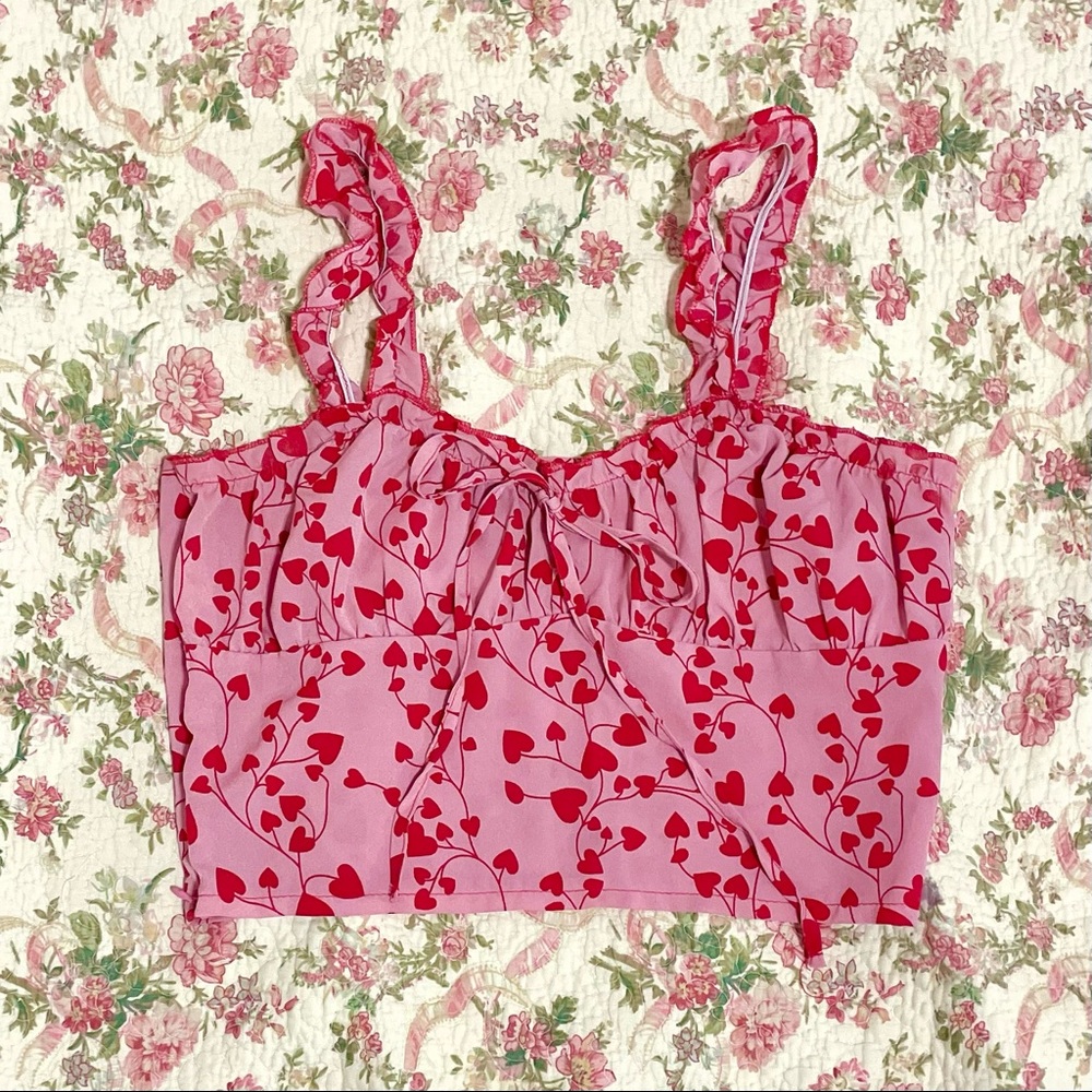 Pink heart crop top